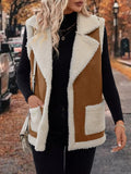 Open Front Vest Coat with Pockets - CELIVINE