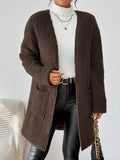 Open Front Long Sleeve Winter Coat - CELIVINE