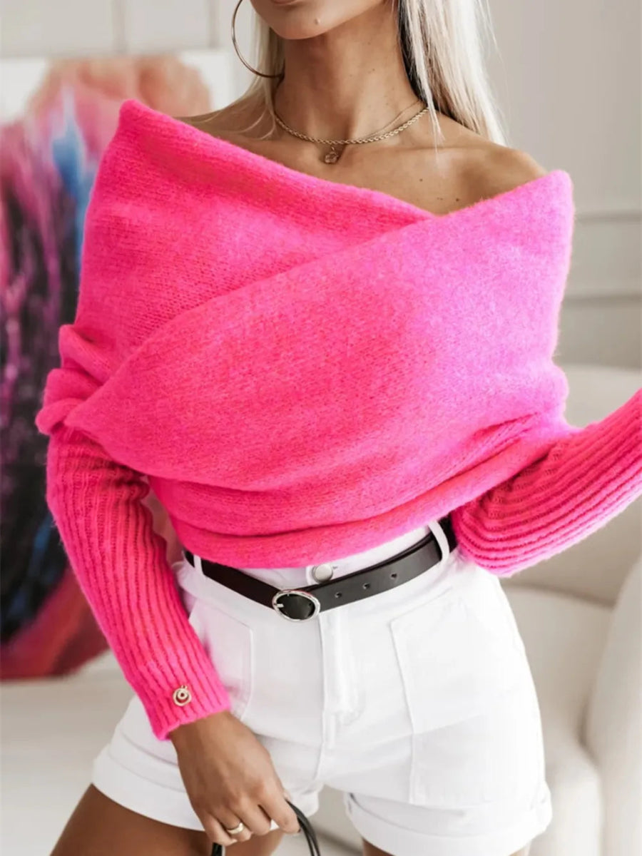 Long Sleeve Cropped Knit Top - CELIVINE