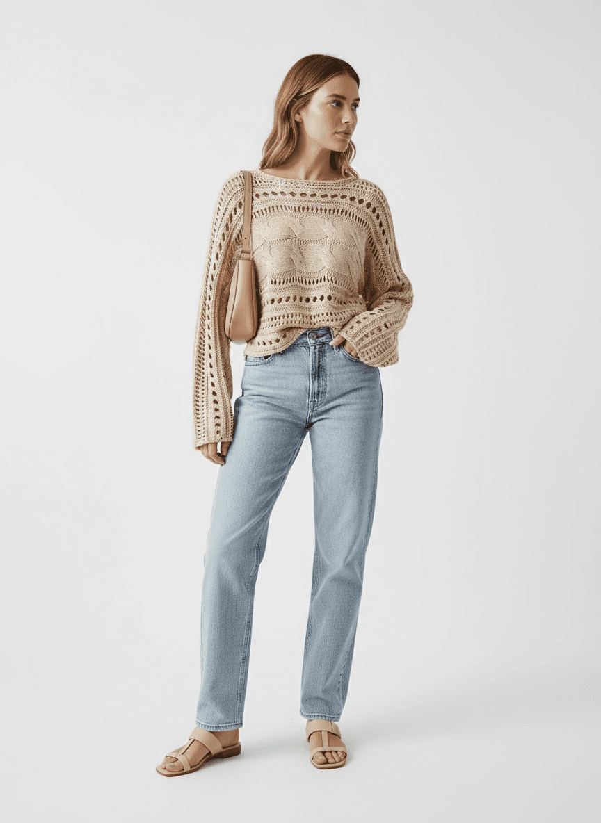 Hollow Out Cable - Knit Boat Neck Sweater - CELIVINE