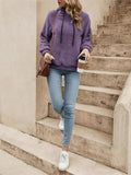 Drawstring Long Sleeve Fuzzy Hoodie - CELIVINE