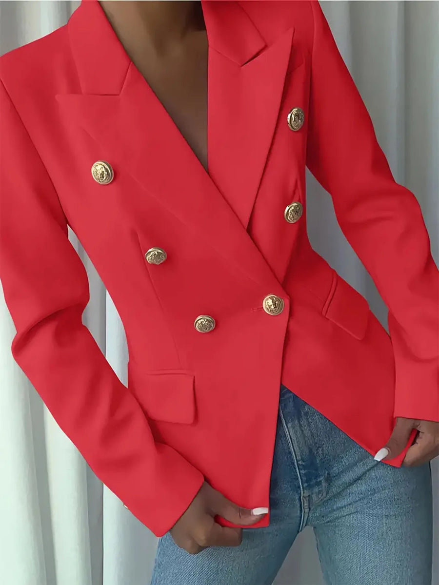 Decor Button Lapel Collar Blazer - CELIVINE
