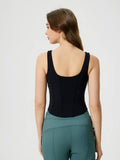 Round Neck Wide Strap Active Tank with Detachable Chest Pads - CELIVINE