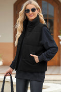 Pocketed Zip Up Turtleneck Vest Coat - CELIVINE