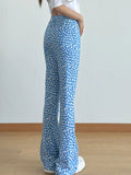Floral Print Flare Leg Pants - CELIVINE