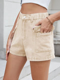 High Waist Cargo Denim Shorts - CELIVINE