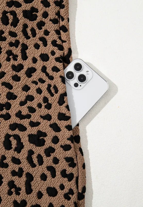 Leopard Johnny Collar Sleeveless Mini Dress - CELIVINE