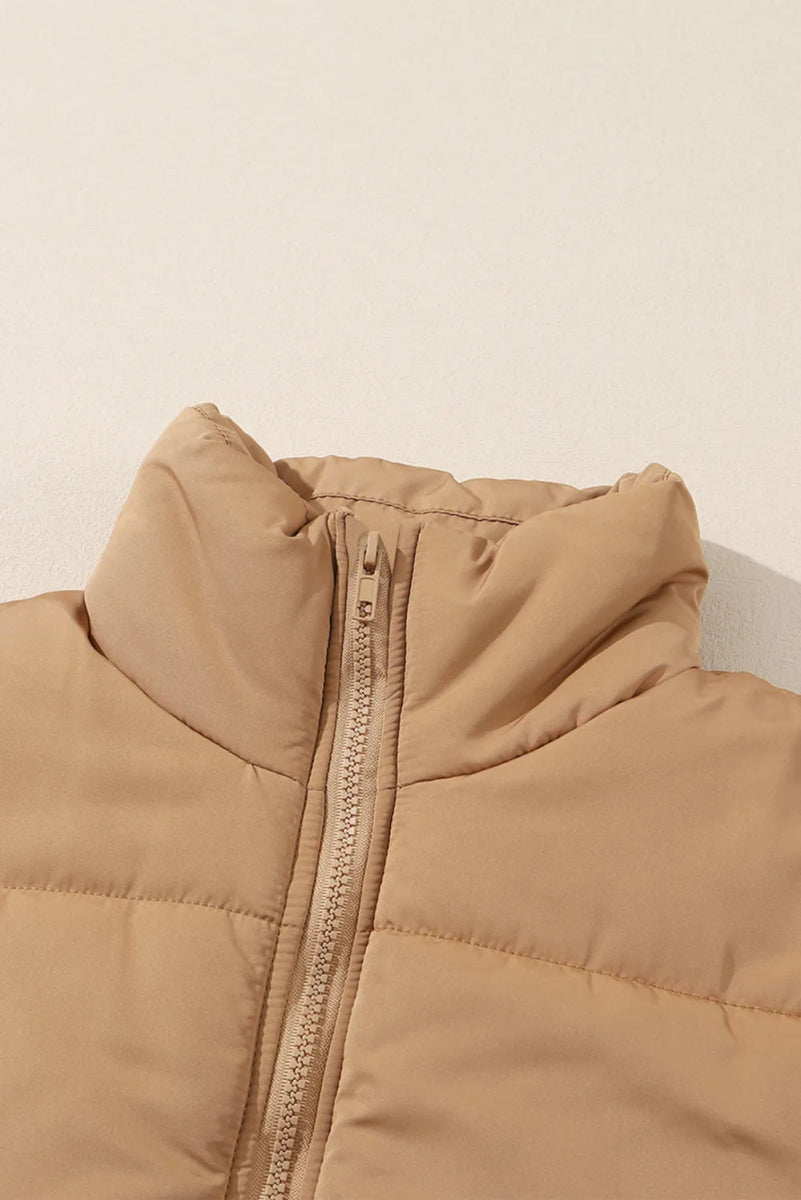 Zip Up Vest Coat with Pockets - CELIVINE