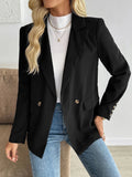 Perfee Lapel Collar Long Sleeve Blazer - CELIVINE