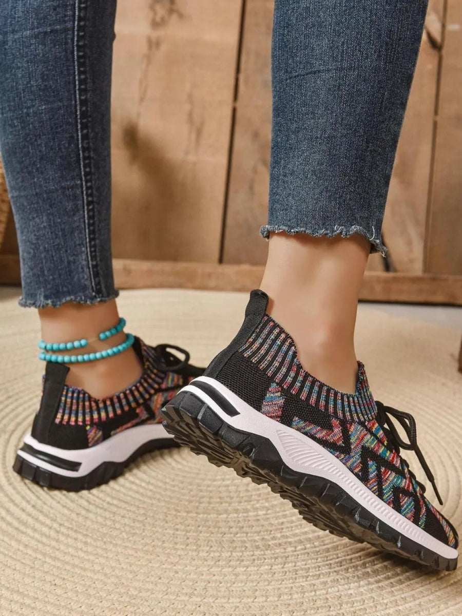 Mesh Knit Lace Up Athletic - CELIVINE