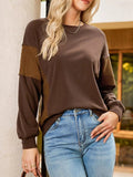 Striped Round Neck Long Sleeve Sweatshirt - CELIVINE