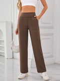 High Waist Active Pants with Pockets - CELIVINE