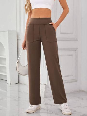 High Waist Active Pants with Pockets - CELIVINE