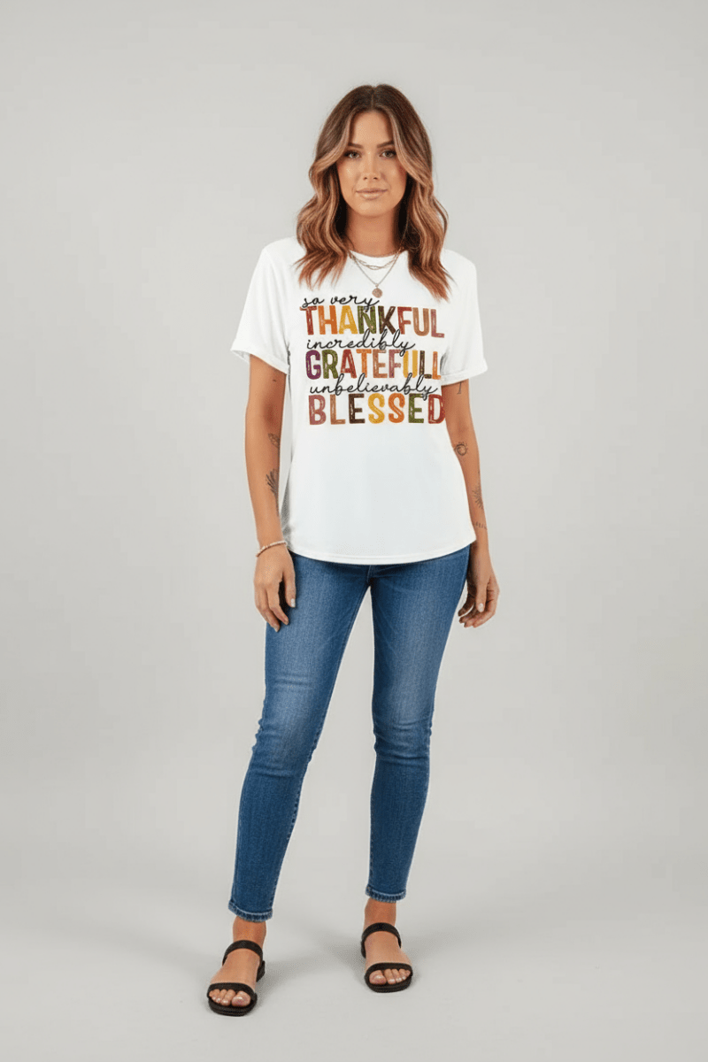 Letter Graphic Round Neck Short Sleeve T-Shirt - CELIVINE