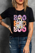 BOO Ghost Graphic Round Neck Short Sleeve T-Shirt - CELIVINE