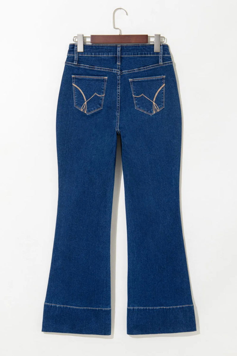 Center Seam Deep Wash Straight Jeans - CELIVINE
