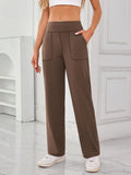 High Waist Active Pants with Pockets - CELIVINE