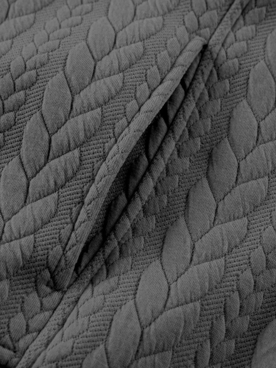 Drawstring Textured Baggy Solid Hoodie - CELIVINE