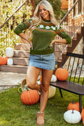 Ghost Round Neck Long Sleeve Sweater - CELIVINE