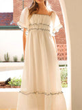 Ruffled Short Sleeve Tiered Maxi Dress - CELIVINE