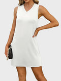 Slit V - Neck Sleeveless Mini Dress - CELIVINE