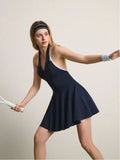 Backless Halter Neck Active Dress - CELIVINE