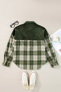 Snap Down Collared Neck Plaid Shacket - CELIVINE