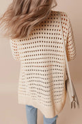 Openwork Open Front Cardigan - CELIVINE