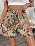 Tropical Print High Waist Shorts - CELIVINE