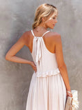 Ruffled Sleeveless Tiered Maxi Dress with Pockets - CELIVINE