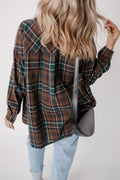 Plaid Button Up Long Sleeve Jacket - CELIVINE