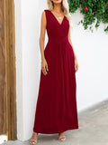 Surplice Neck Sleeveless Maxi Dress - CELIVINE
