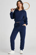 Drawstring Half Zip Hoodie and Joggers Active Set - CELIVINE