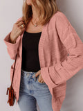 Textured Knit Open Front Cardigan with Pockets - CELIVINE