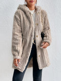Button Down Hooded Coat - CELIVINE