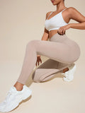 Solid High Rise Active Leggings - CELIVINE