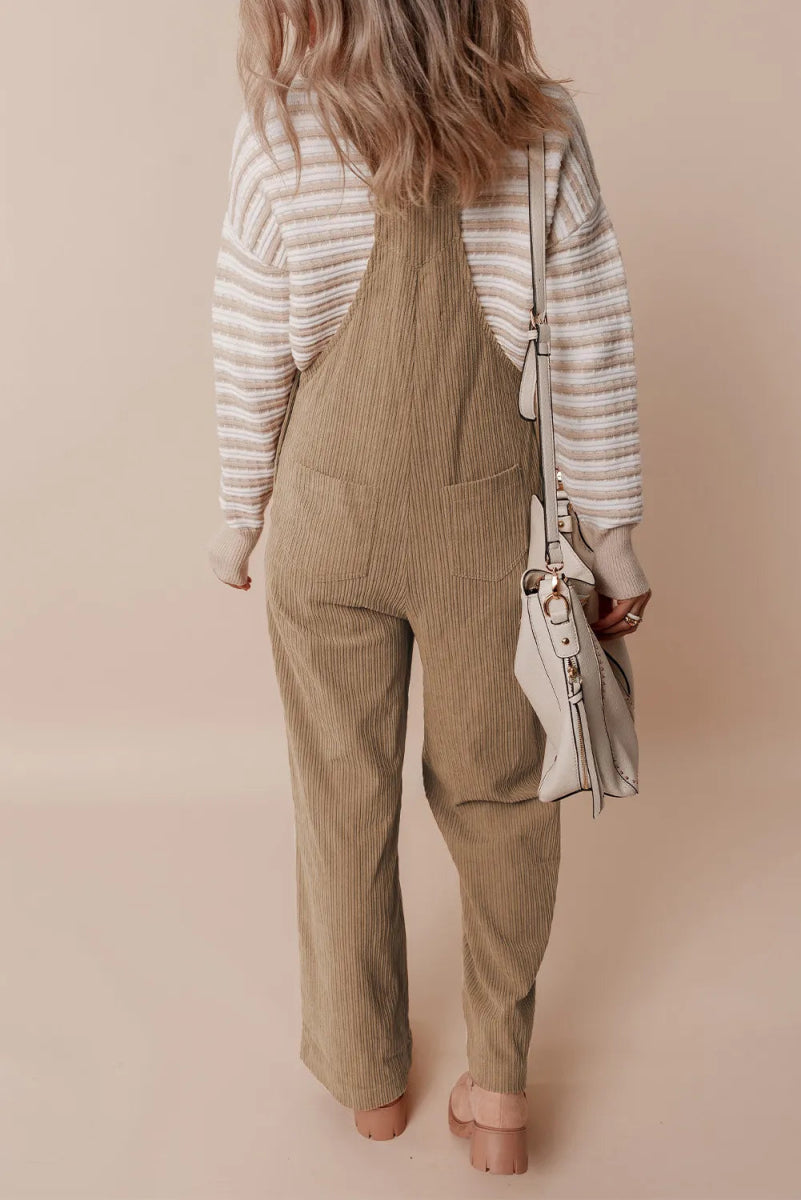 Square Neck Wide Strap Overalls - CELIVINE