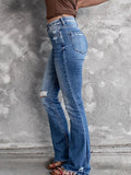 Distressed Flare Jeans - CELIVINE