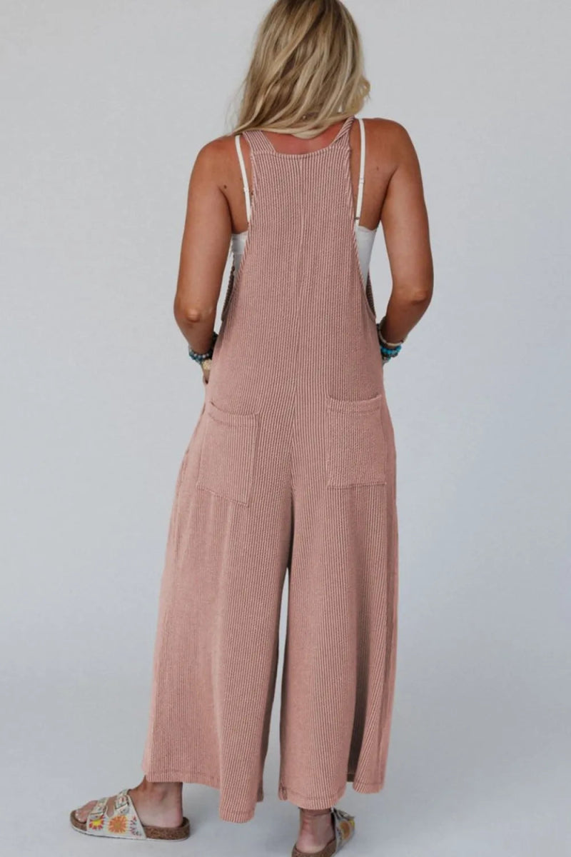 Corded Adjustable Straps Wide Leg Loose Overalls - CELIVINE