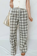 Plaid Wide Leg Pants - CELIVINE