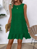 Ruffled Hem Round Neck Sleeveless Dress - CELIVINE