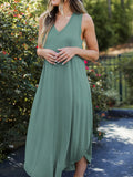 Full Size V - Neck Midi Tank Dress - CELIVINE