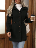 Button Up Long Sleeve Coat - CELIVINE