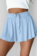 Drawstring High Waist Lined Active Skorts - CELIVINE