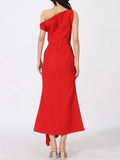 Single Shoulder Pleated Dress - CELIVINE