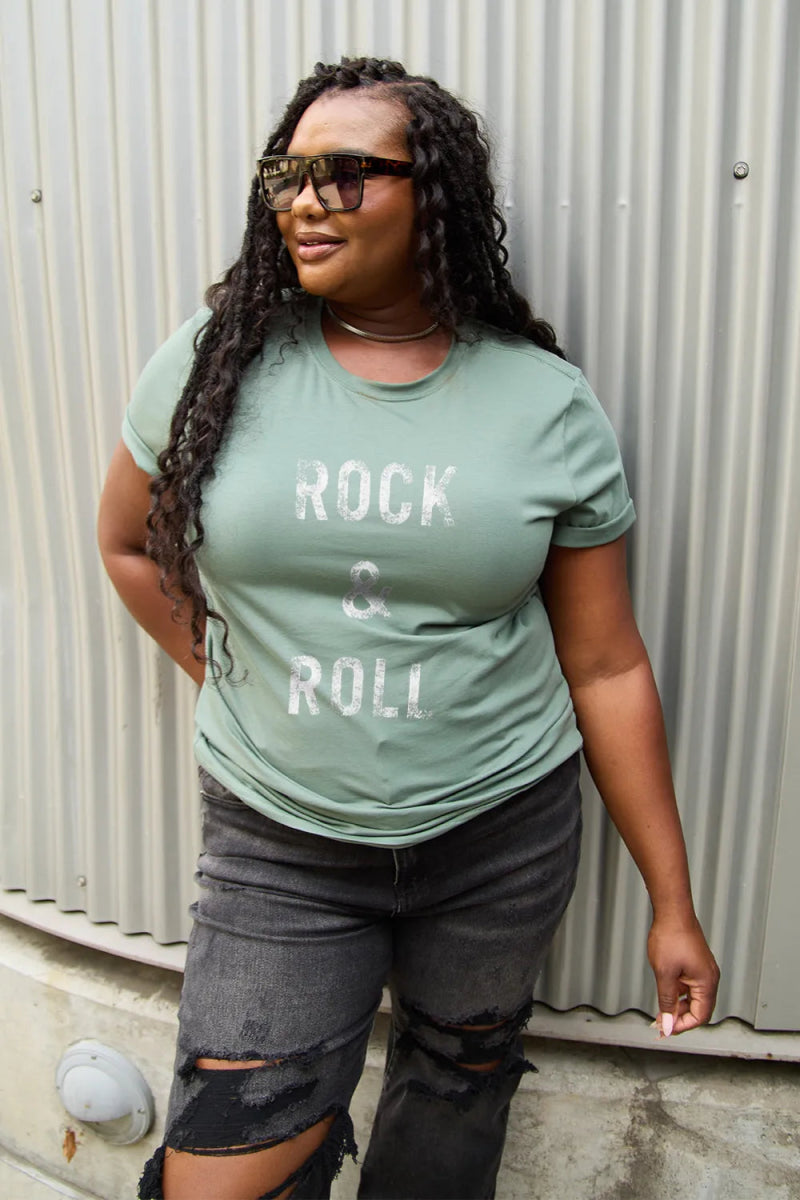 Simply Love Full Size ROCK & ROLL Short Sleeve T-Shirt - CELIVINE