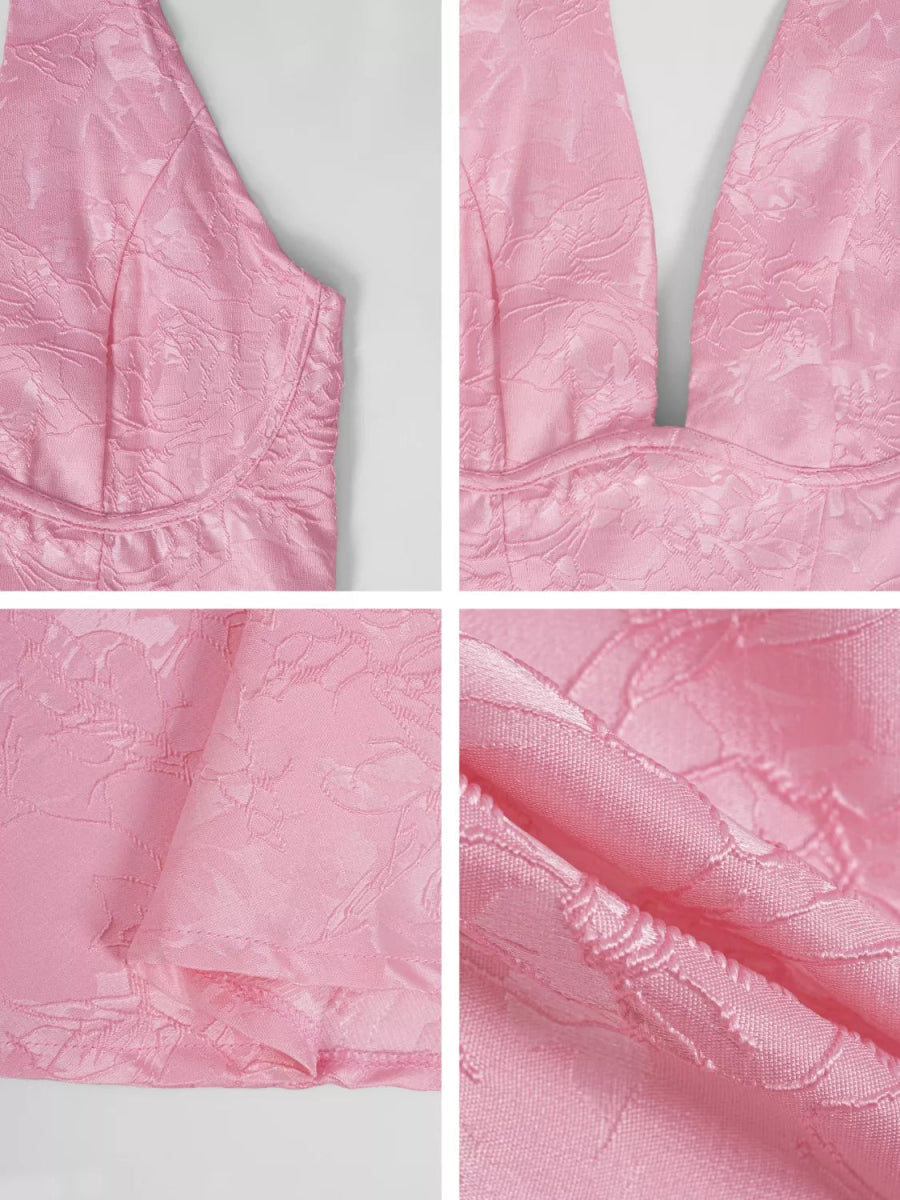 Halter Neck Midi Dress with Pockets - CELIVINE