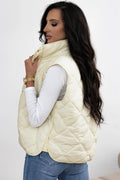 Snap Down Texture Vest Coat with Pockets - CELIVINE