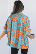 Abstract Print Dolman Short Sleeve Western Loose Shirt - CELIVINE
