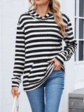 Striped Dropped Shoulder Hoodie - CELIVINE